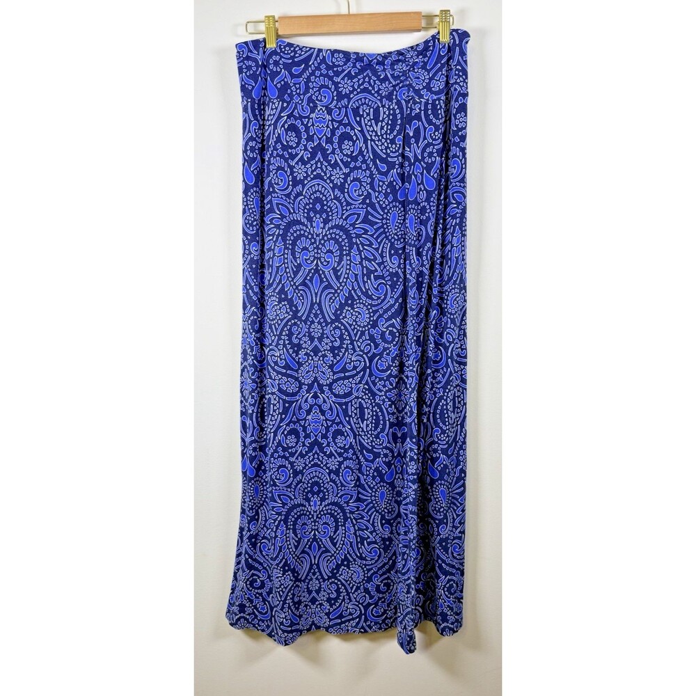 Cynthia Rowley Women's Blue Paisley Pattern Maxi Skirt - Regular Fit, Size L